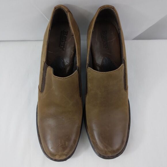 Born W81296 Gertrude Brown Leather Slip-On Bootie Heel Distressed Women's US 7 - Picture 5 of 14